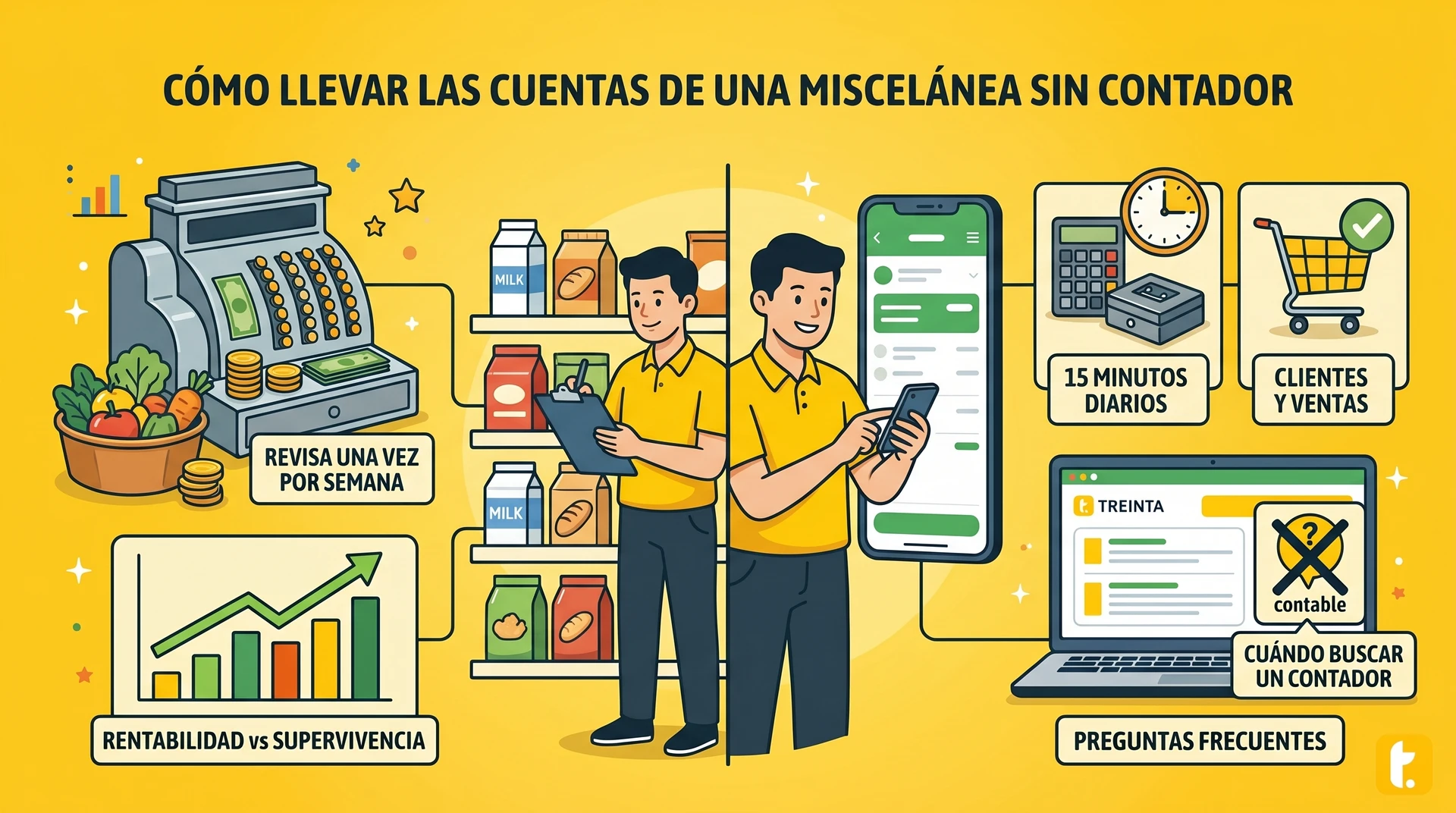 Usuario de Treinta llevando su inventario con un sistema