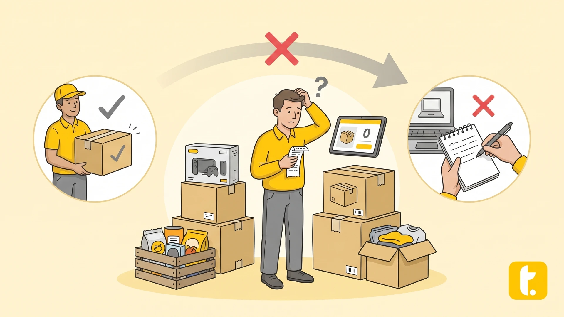 Desajuste de inventario por errores en el registro de mercancía recibida, sin problemas en la compra.