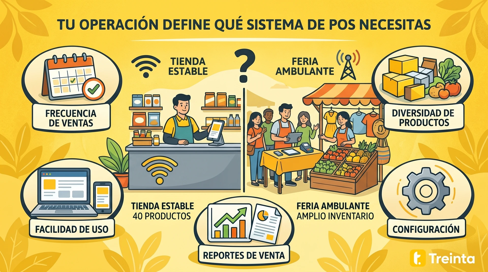 Comerciante en tienda de barrio con sistema de punto de venta móvil, vendiendo productos con conexión wifi estable.